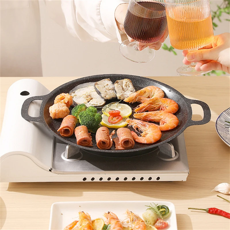 

1Pc Frying Pan Non-stick Outdoor BBQ Grill Plate Pancake Egg Fryer for Food Frying Thick Steak Flat Coking Pan Kitchen Utensils