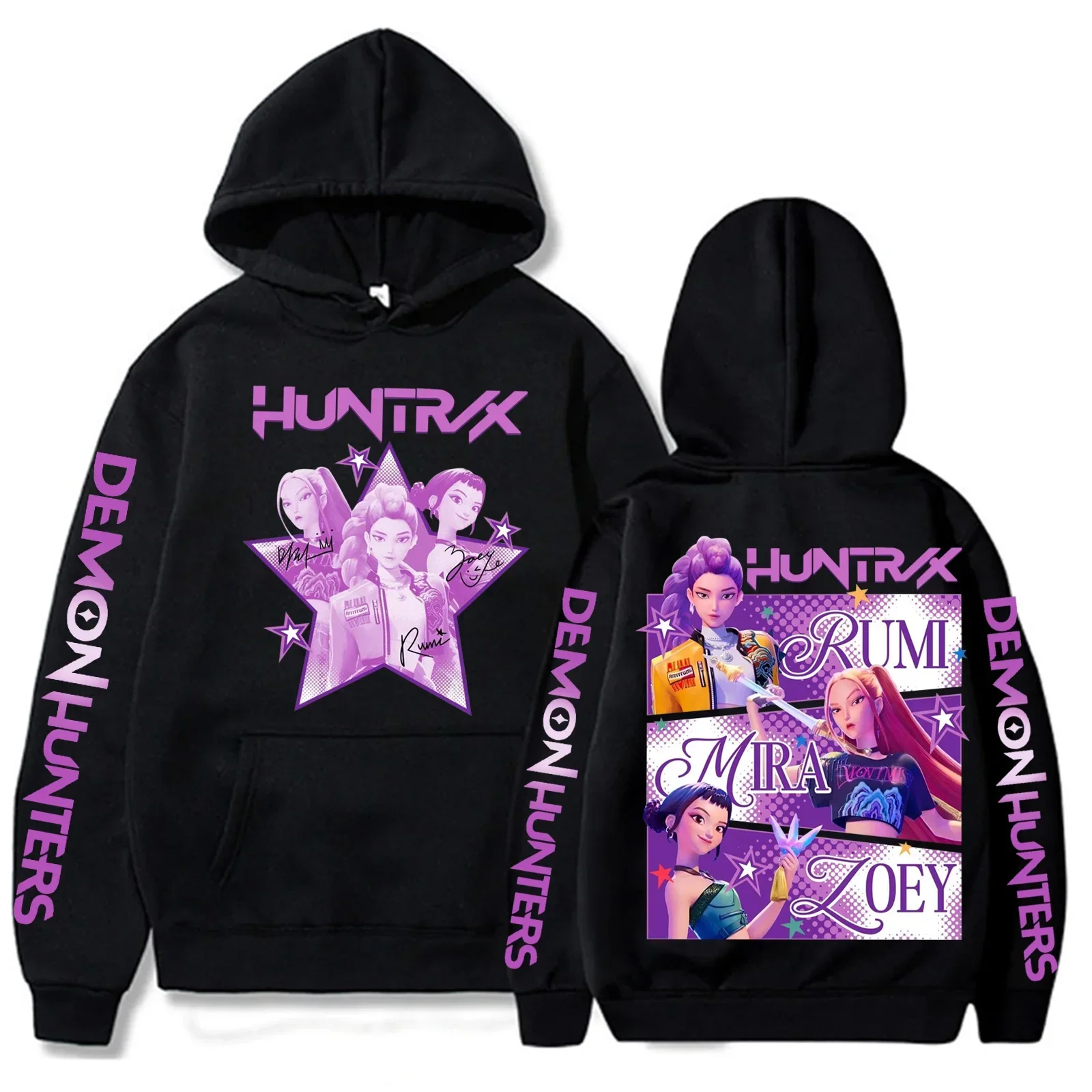 

Kpop Demon Hunters Fanmerch Mira Rumi Zoey Huntrix Hoodie Harajuku Pullover Tops Man Woman Sweatshirt Fans Gift Fashion HipHop