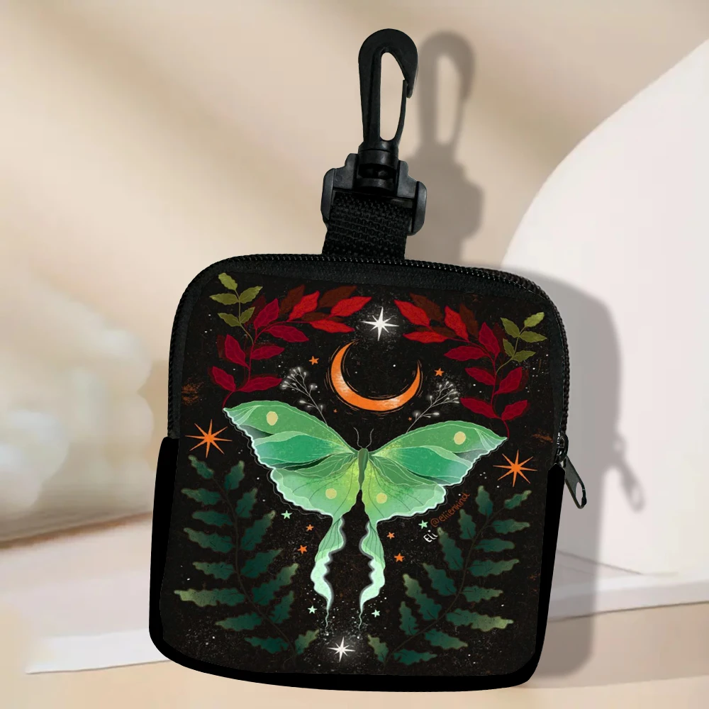

Moon And Butterfly New Zipper Coin Purse Mini Earphones Wallet Bag Key Credit Card Holder Pouch Outdoor Casual Belt Bag 7.2