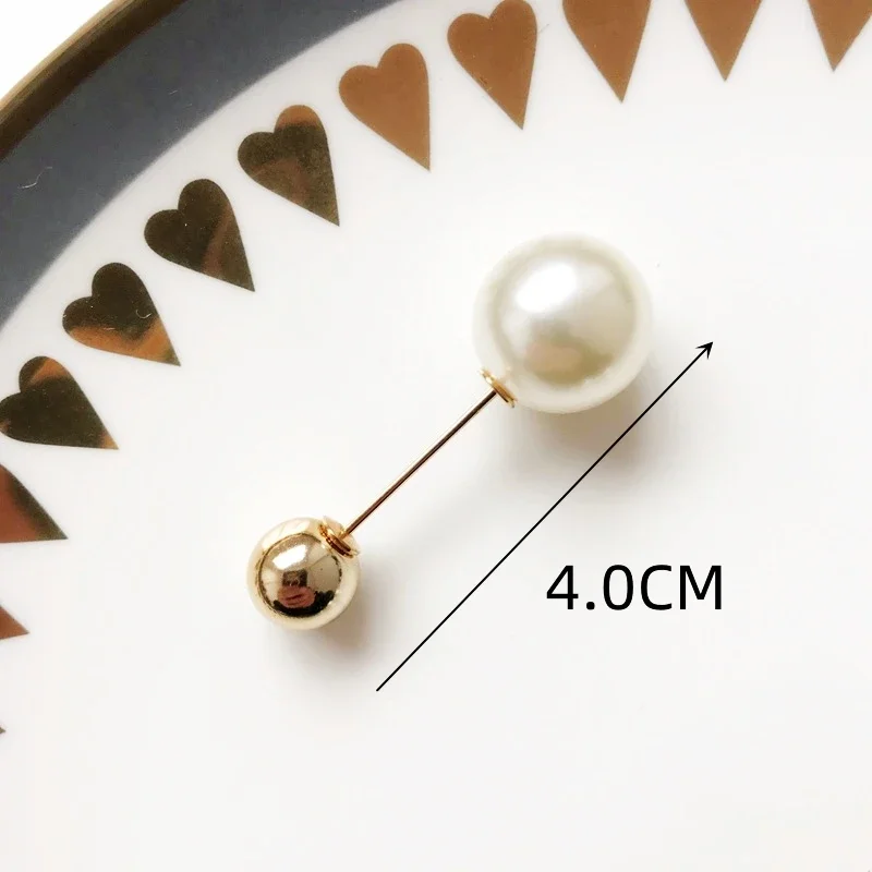 Big White Pearl Golden Ball Beads Clothing Brooches for Women Lapel Safety Sweater Coat Dress Pins Badge Buckle Accessories