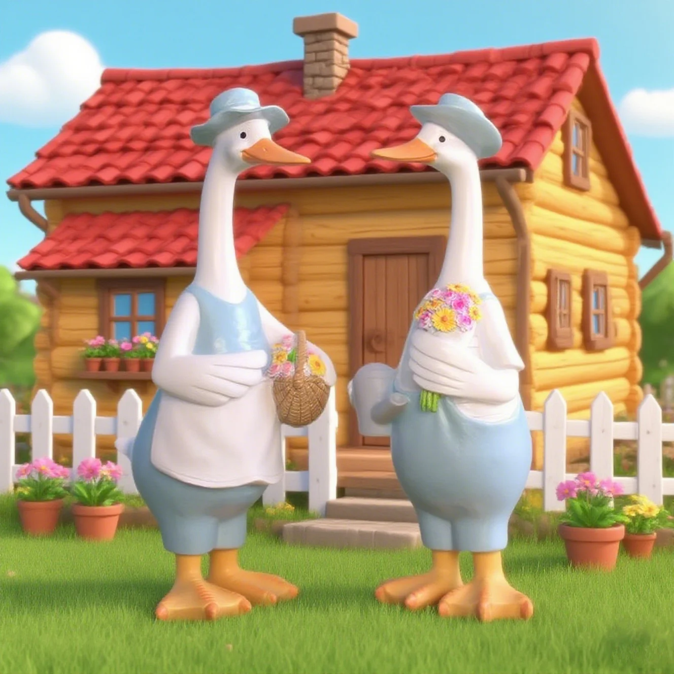 Couple Duck Statues Garden Decorations Outdoor Patio Home Decorations Creative Resin Crafts Gifts Garden Ornaments