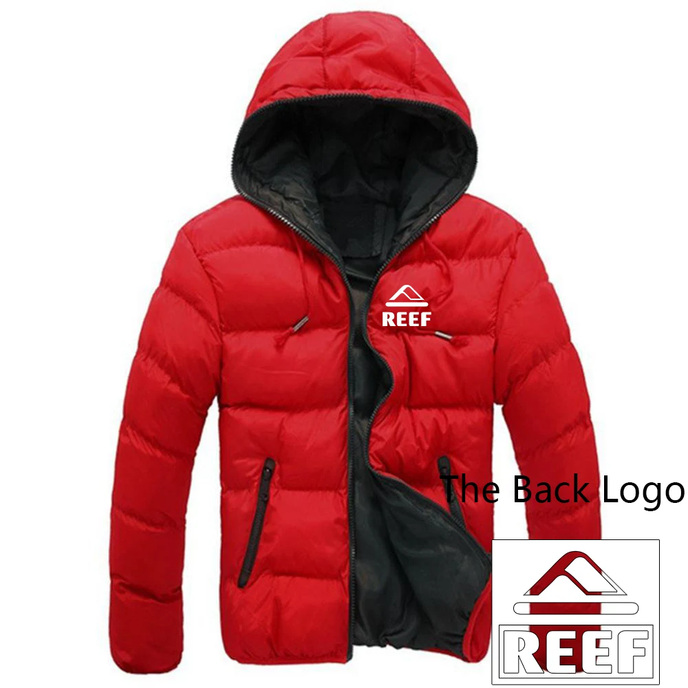 2025 Comfortable Warm Hoodies Autumn And Winter Leisure Fleece Zipper Coat Man's Reef Logo Print Hooded Custom Down Jackets