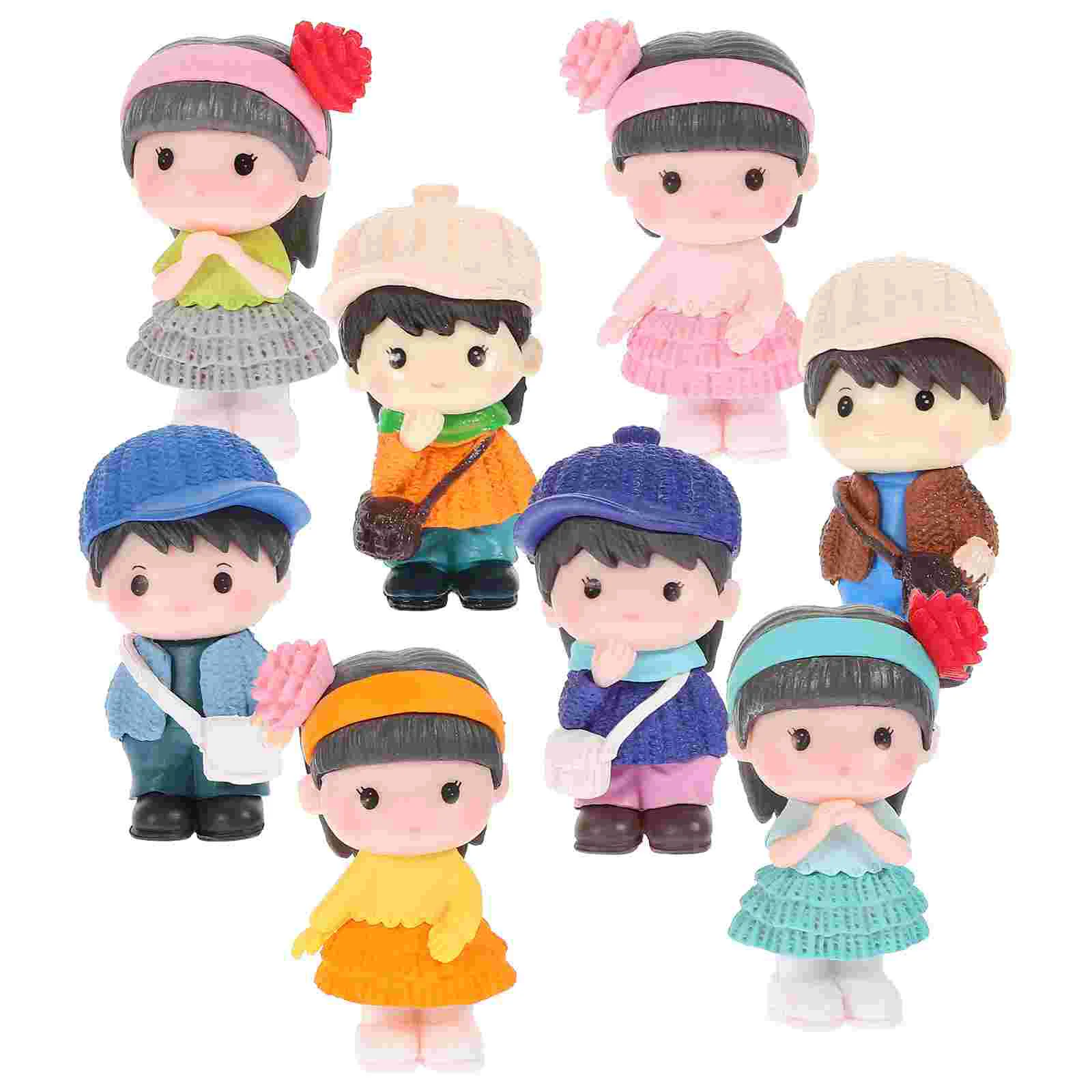 

8 Pcs Graden Micro Ornament Landscape Statue Decorate Adornment Girls Boy Figure Romantic