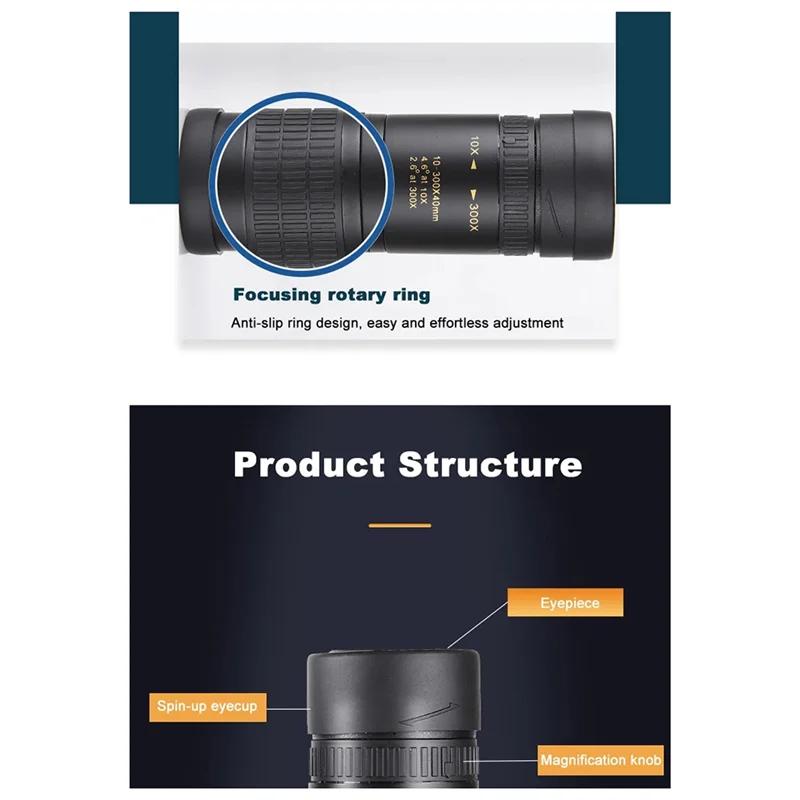 AY03-10-300X40 HD التكبير أحادي تلسكوب المحمول المقربة عدسة ث/ترايبود للتخييم في الهواء الطلق مشاهدة الطيور السفر