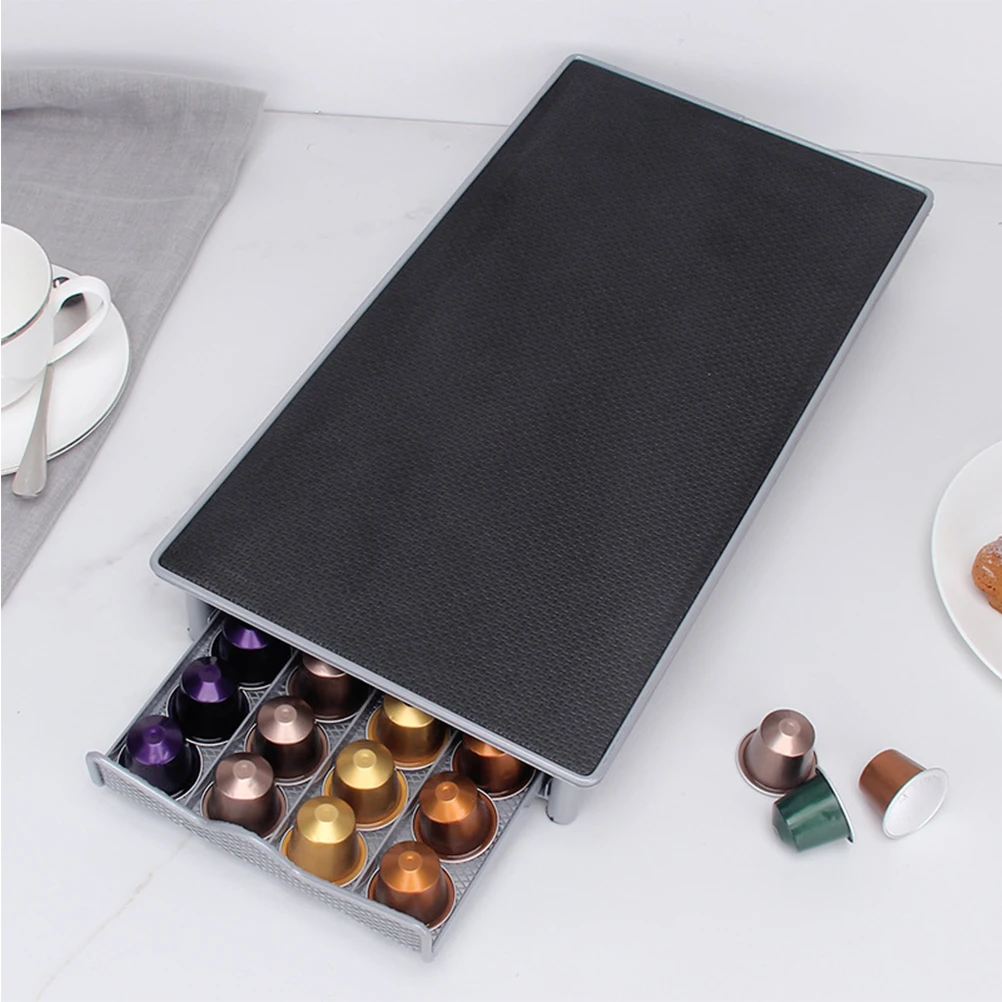 

Capsule Holder Metal Drawer Type Coffee Pod Storage Rack Compact Coffee Capsule Organizer Large Capacity Noise Reduction Design