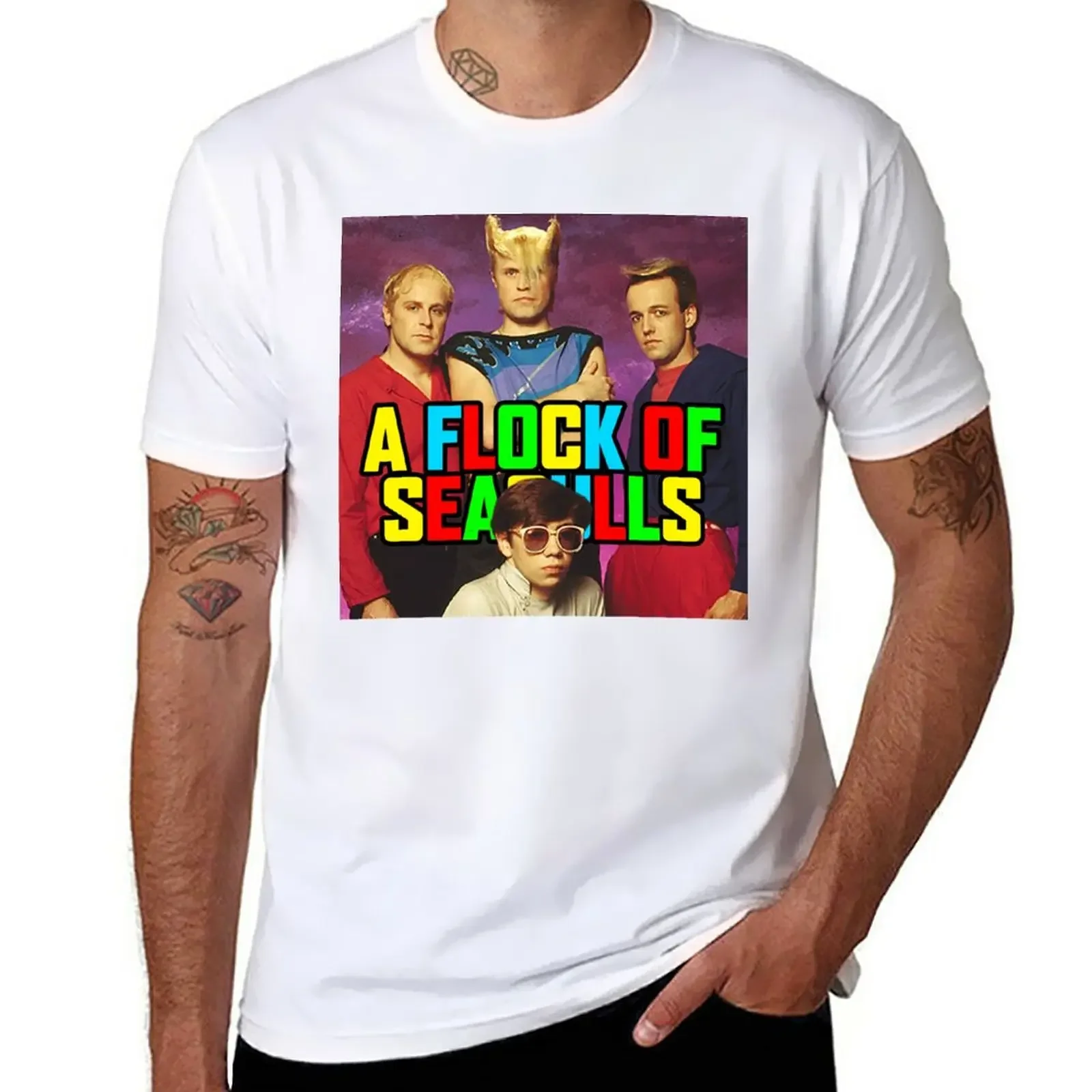 A Flock of Seagulls T-Shirt sports fans tops vintage clothes black t-shirts for men