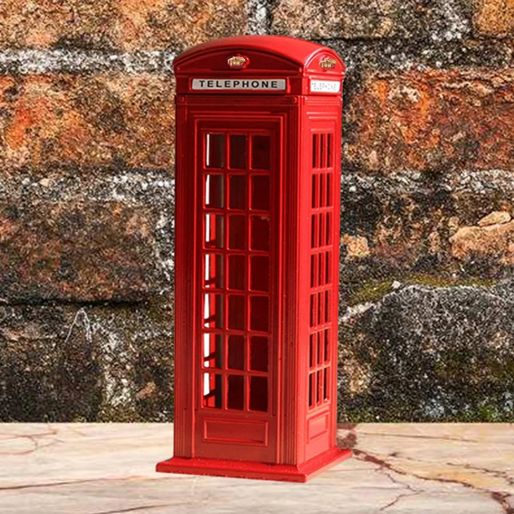 

15cm Decoration London Telephone Booth Money Box Mailbox Ornament Piggy Bank Metal Crafts Decoration