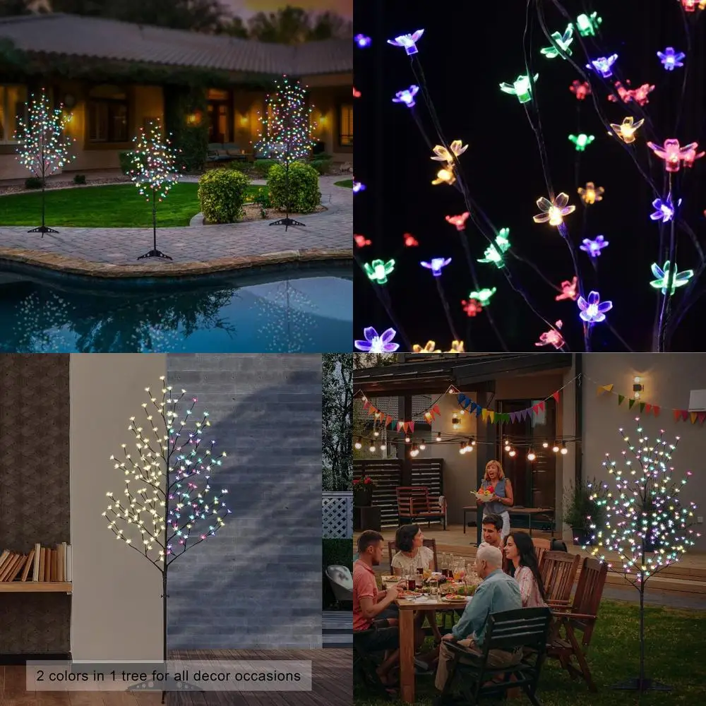 

Трехнабор светодиодных вишневых деревьев: многоцветные искусственные деревья высотой 4 фута, 5 футов, 6 футов с пультом дистанционного управления для внутреннего и наружного декора