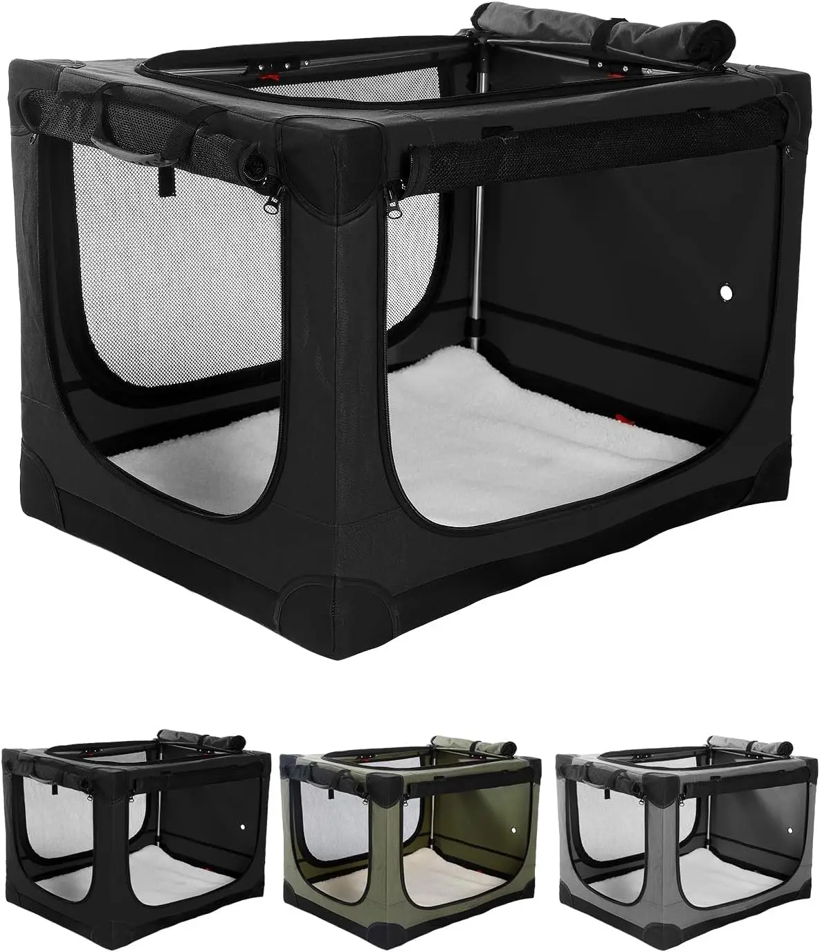 

33-дюймовый складной ящик для собак средних и больших собак, портативный мягкий питомник с сетчатыми окнами и сумкой для хранения