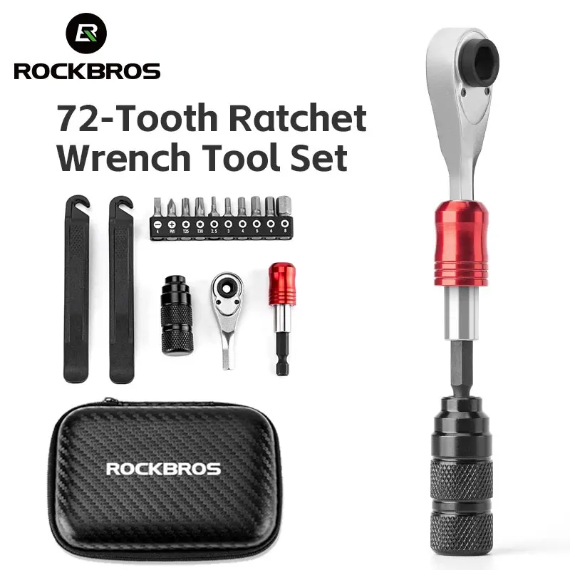 

ROCKBROS Bicycle 72-Tooth Ratchet Tool Kit with Torque Screwdriver Portable Motorcycle Repair Set for Home Roadside Maintenance