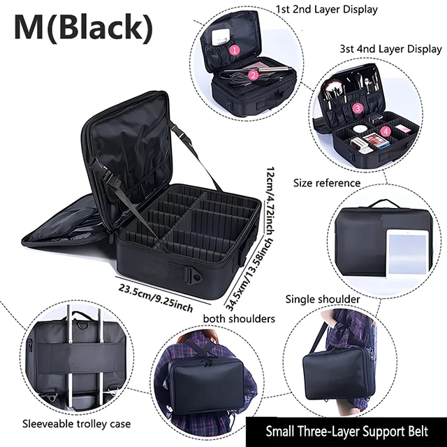 Professionele make-up case vrouwelijke reizen grote capaciteit schoonheid nagel toolbox cosmetische organisator koffers voor make-up opbergdozen