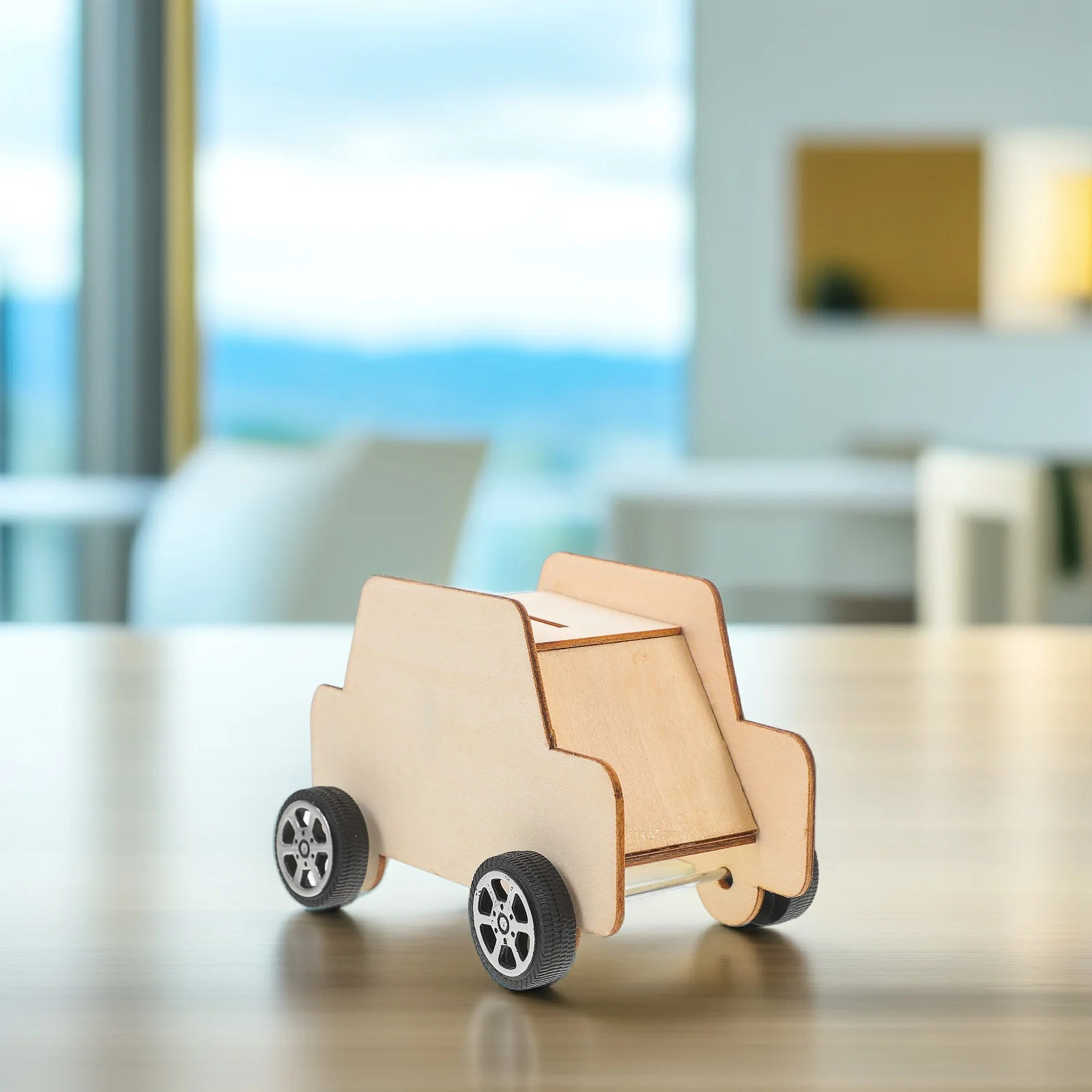 5 個未完成木製車貯金箱 DIY キッズコインバンク小銭収納容器キッズマネーボックス貯金箱装飾