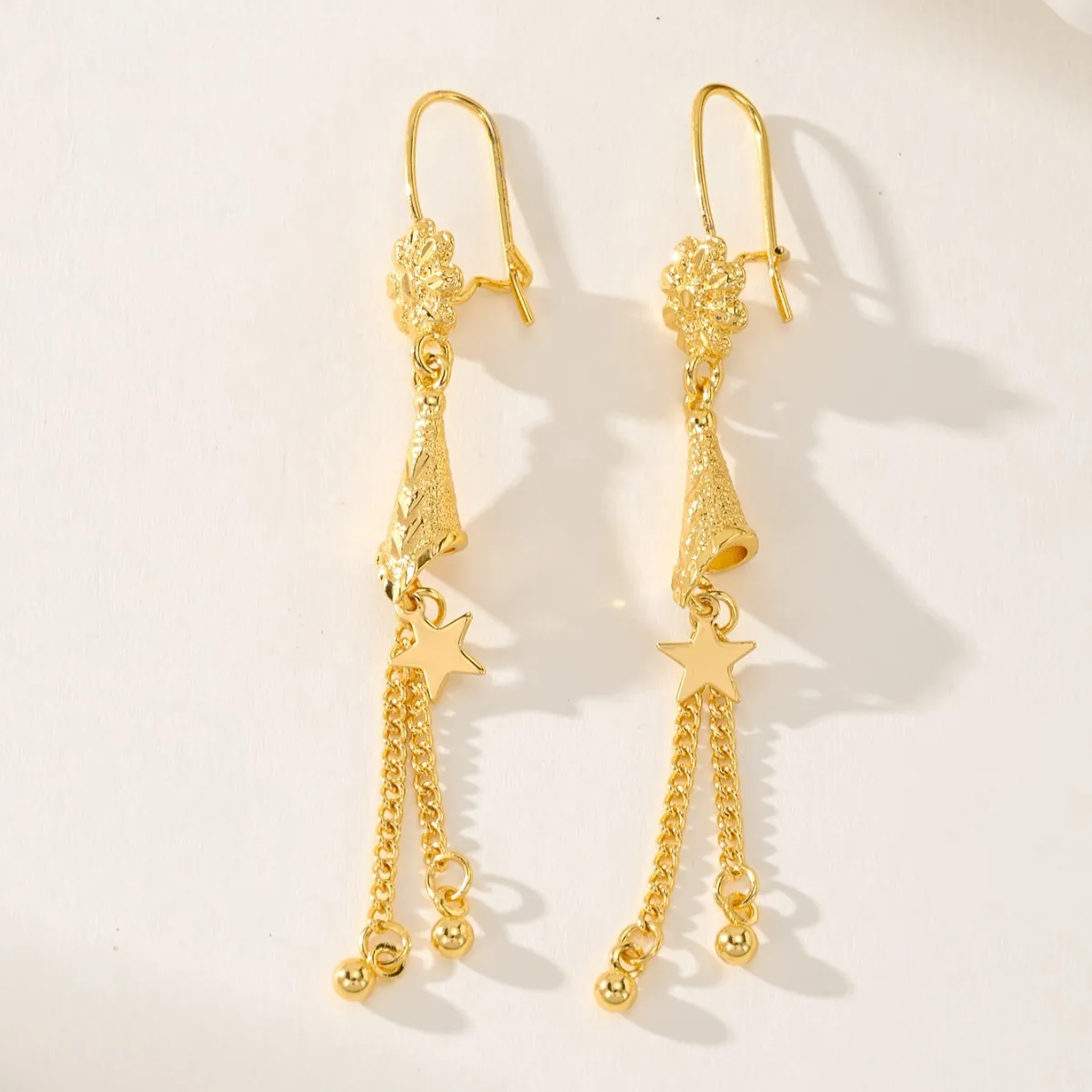9999 Gold Earrings - High-end, niche-style earrings for women. Long-lasting and non-fading fringed ear pendants.