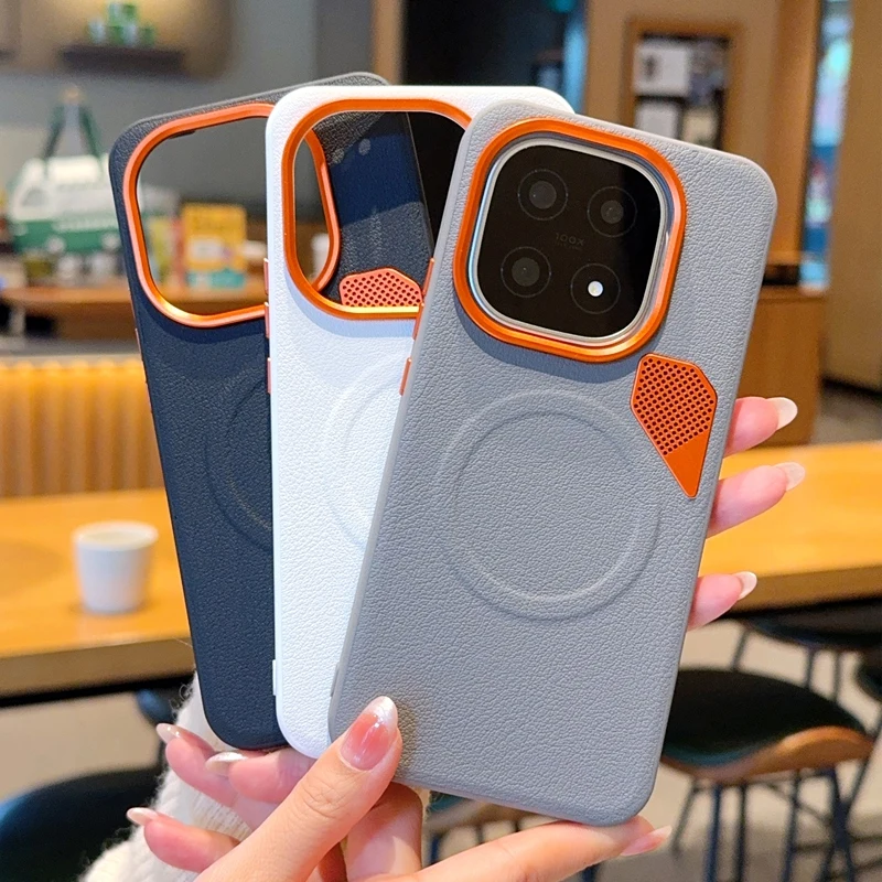 Case For IQOO 15 Magnetic Skin-like PU Leather Hardware Lens