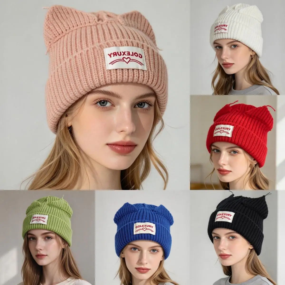 Unique and Personalized Design Fashionable and Cute Knitted Hat with Hunting Ears Warm and Ear-Protecting for Autumn and Winter