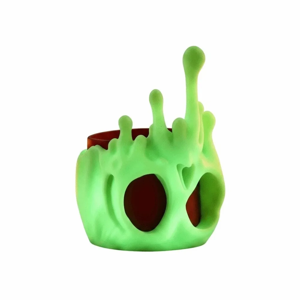 Makeup Brushes Cup PLA Skull Pen Holder Plastic Green Glow in Dark Stationery Washable Odorless 3D Printed Pencil Pot Cute Gift