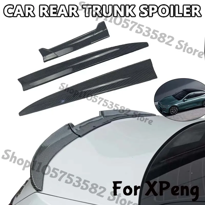 3Pcs DIY Cuttable Rear Trunk Spoiler Roof Wing Matte Black Universal Car Spoiler For XPeng Sedan Hatchback Modification