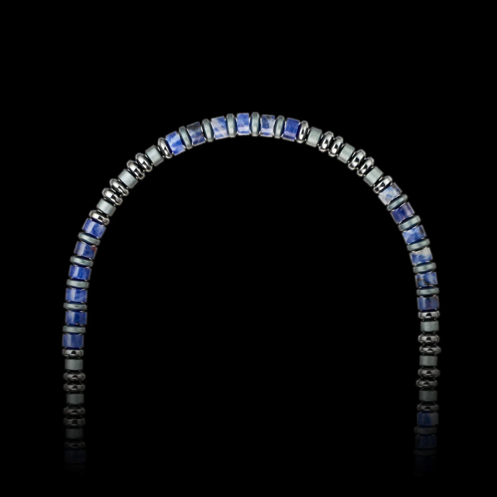 YOUNG & RICH 4mm Sodalite Heishi Necklace Hematite Spacers Minimalist Premium Jewelry for Men Women