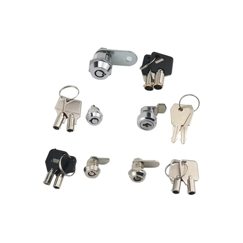 (9pcs) Cam Drawer Plum Blossom Copper Key Iron Box Mailbox Lock Cam Lock Flat Ring Industrial Electrical Box