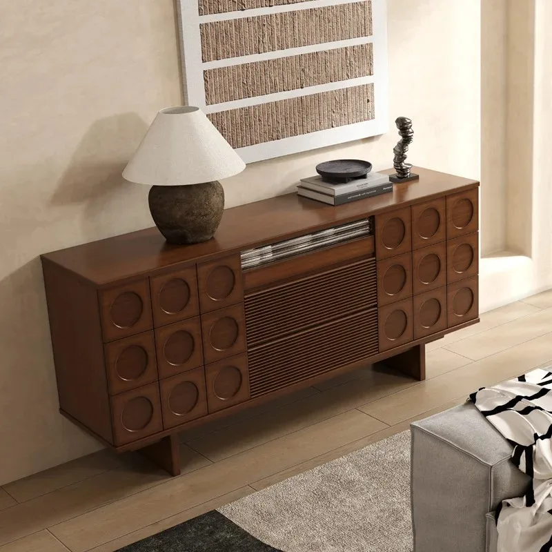 American retro solid wood TV cabinet, living room wall household storage locker, dining side cabinet