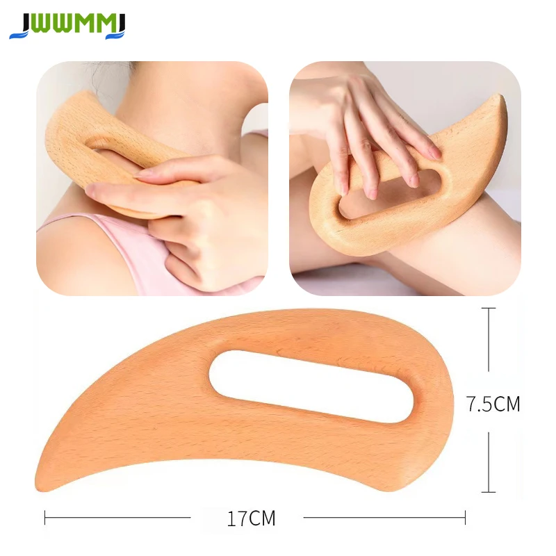 1pcs Beech Solid Wood Rolling Rib Massage Board Scraping Device,Compact and Convenient for Household Use,Portable