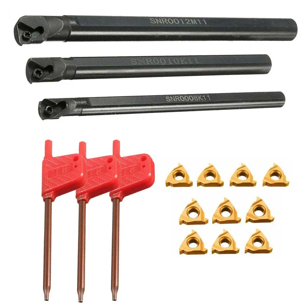 Lathe Holder Collection Includes Models SNR0008K11 SNR0010K11 and SNR0012M11 along with 10PCS A60 Carbide Inserts