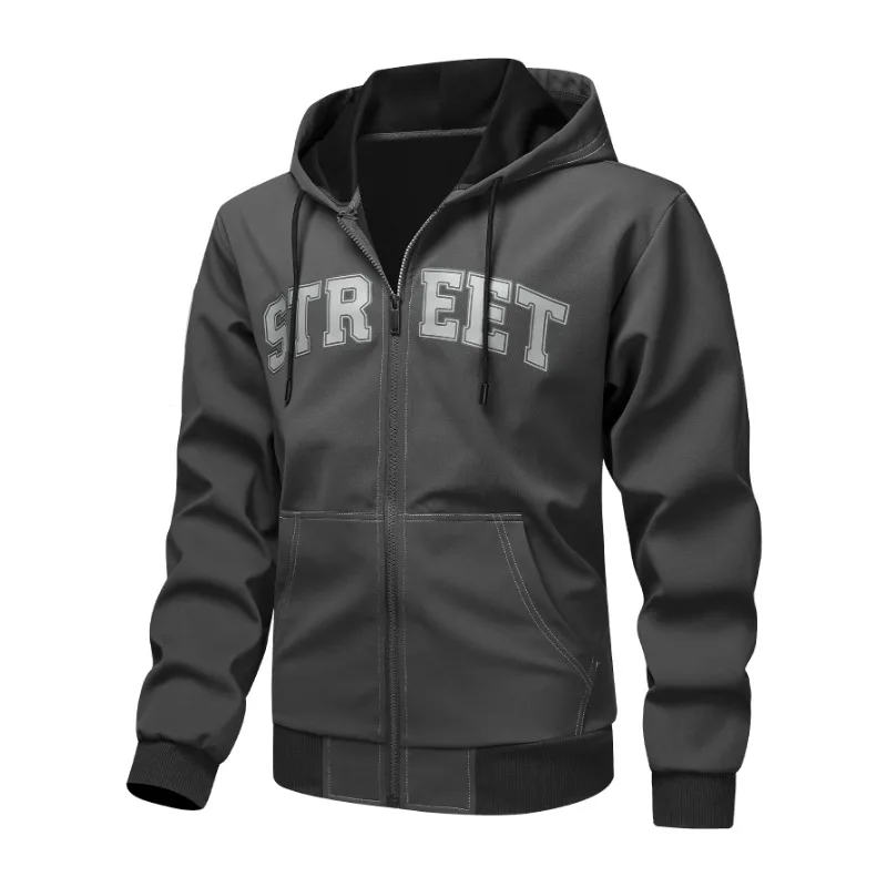 

Мужской повседневный спортивный универсальный кардиган с капюшоном, модная толстовка с длинными рукавами и принтом, куртка, топ