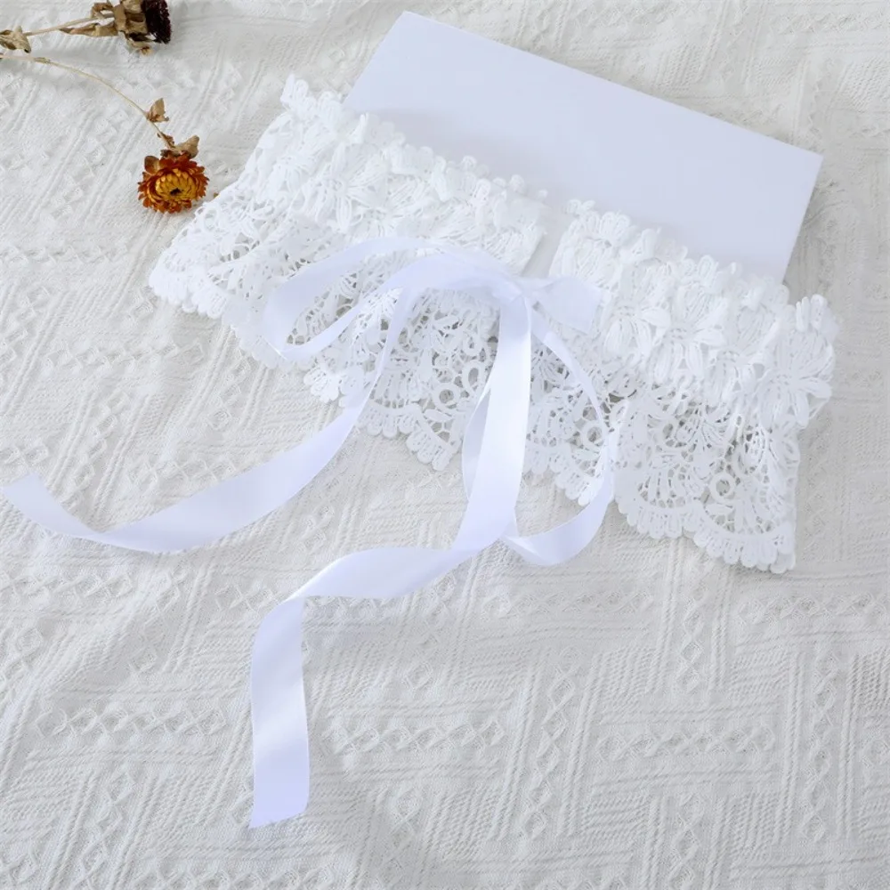 Fashion Solid Color Lace Cummerbunds Elastic Hollow Corset Belt Tie Rope Waistband Wide Waist Corset Wedding