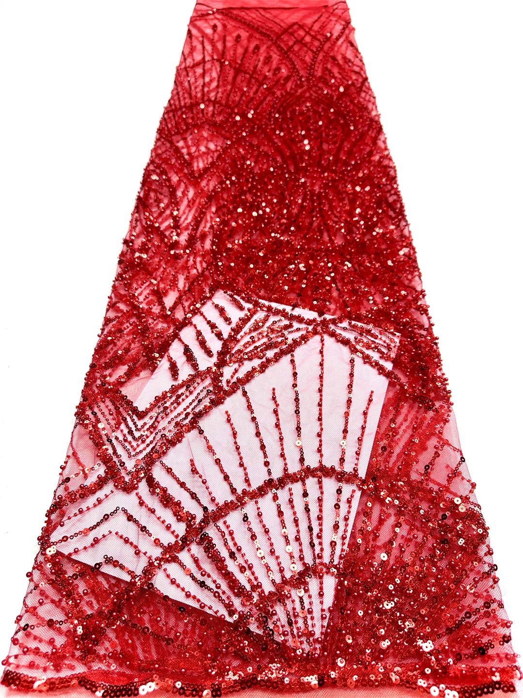 2026 Luxurious Nigerian African Beaded Lace Fabric High Quality Sequins Embroidery African French Lace Fabric For Sewing Dress