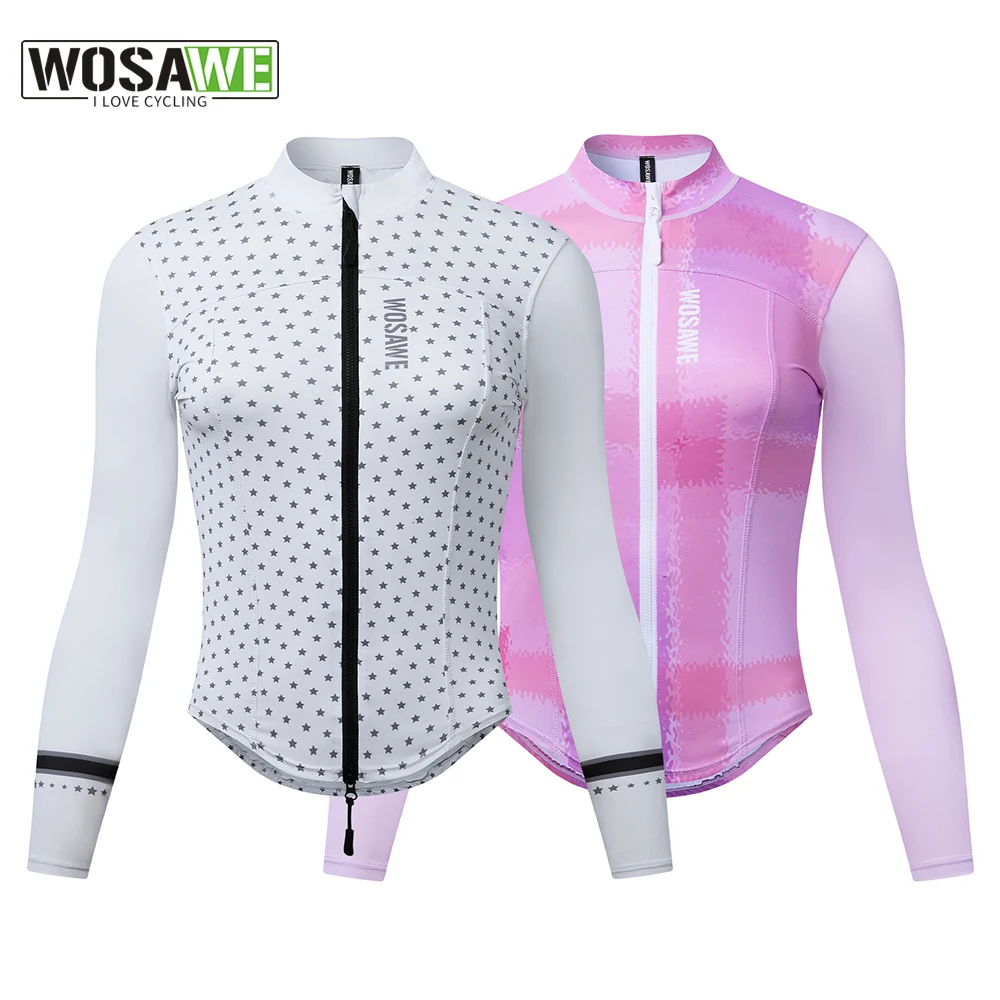 

WOSAWE New Women Cycling Jersey Summer Spring Long Sleeve Anti-UV Bike Shirts Quick Dry Cool Cycling Maillot Jersey Slim Fit Pro