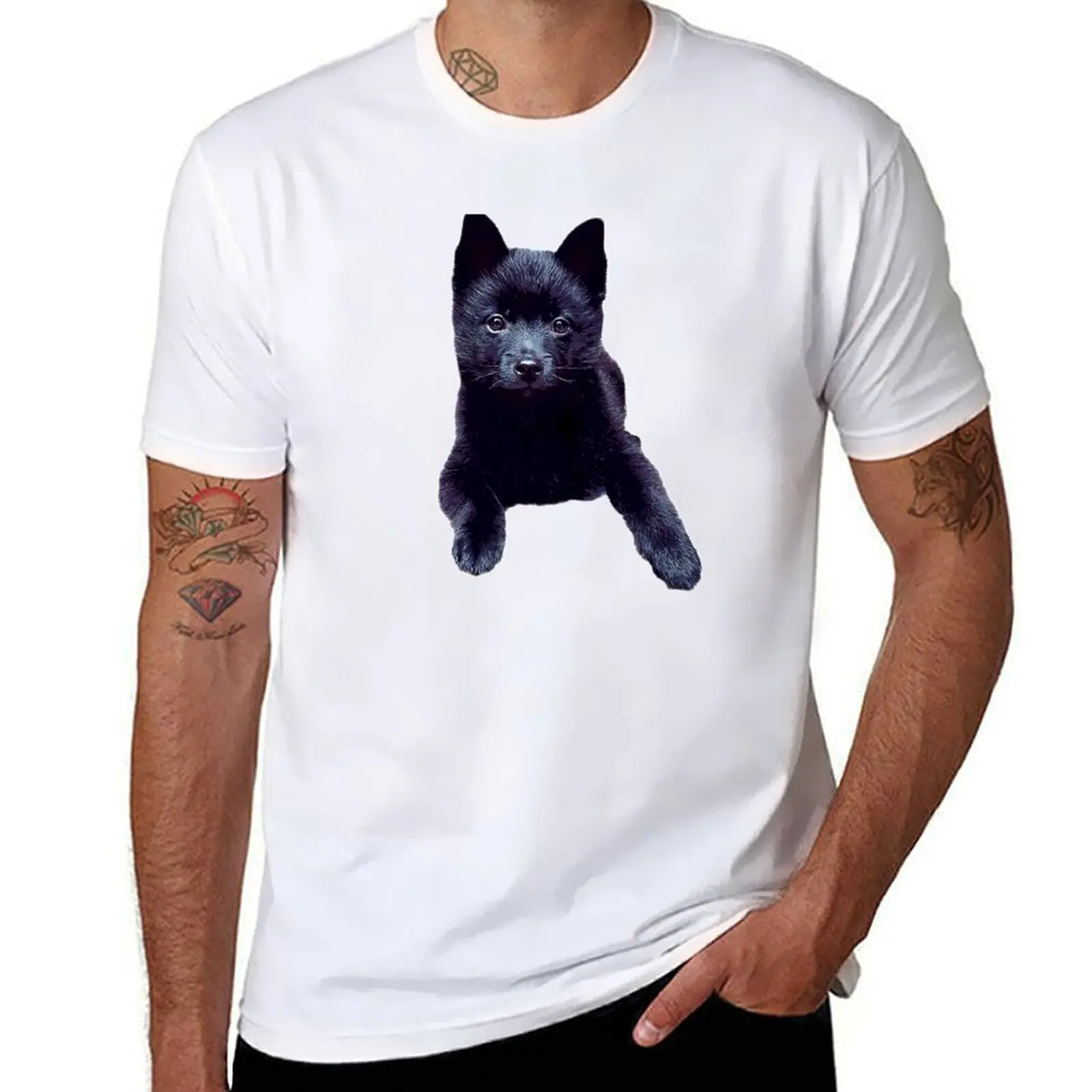 

Schipperke puppy dog cute T-Shirt black cotton t-shirt plain for man package t shirts for man graphic vintage T-Shirt