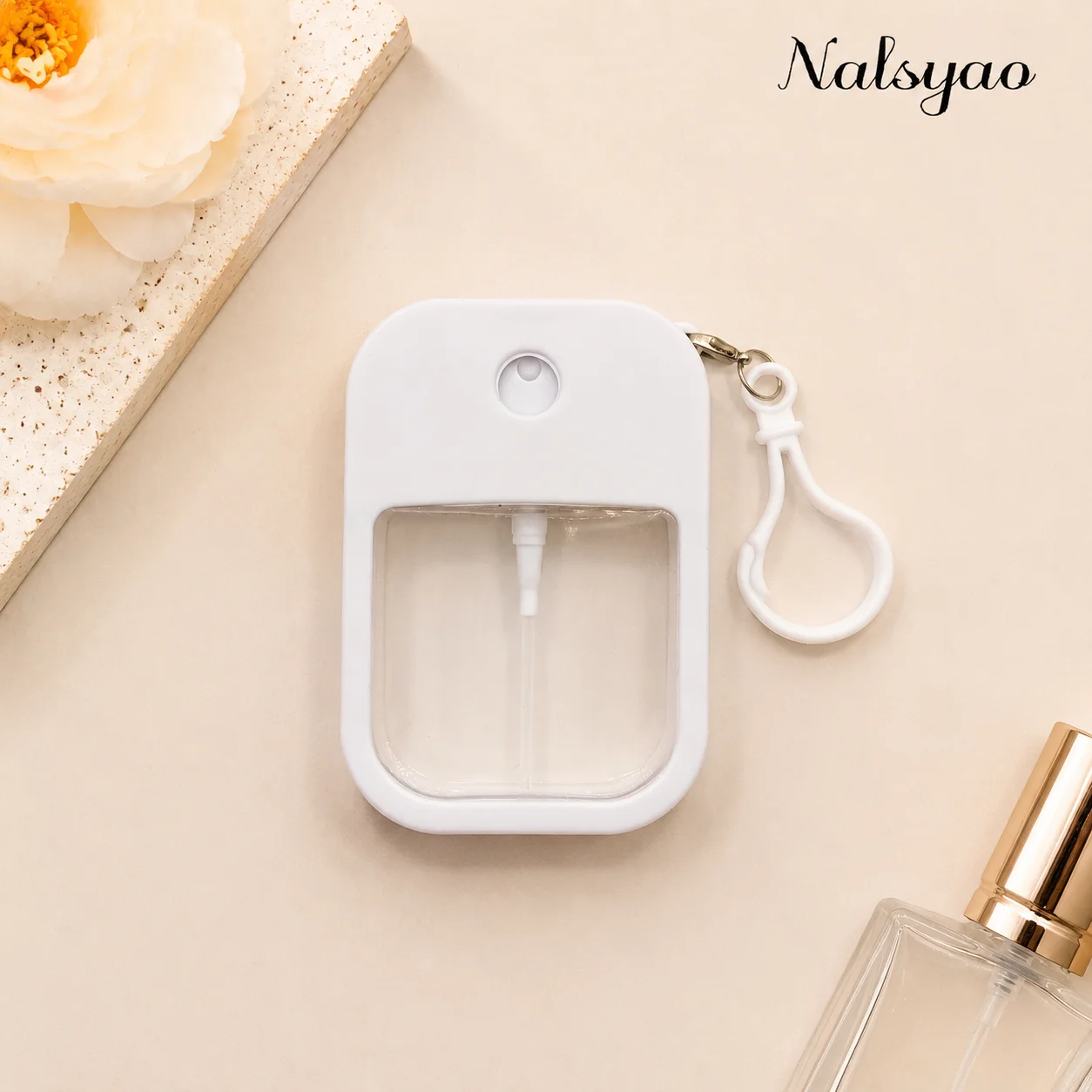 Nalsyao 38ml Spray Kleiner Desinfektionsspray Duftender Veganer Handdesinfektionsmittel mit Schlüsselanhänger Parfüm Alkohol Wassersprayflasche für Reisen – Detail 3