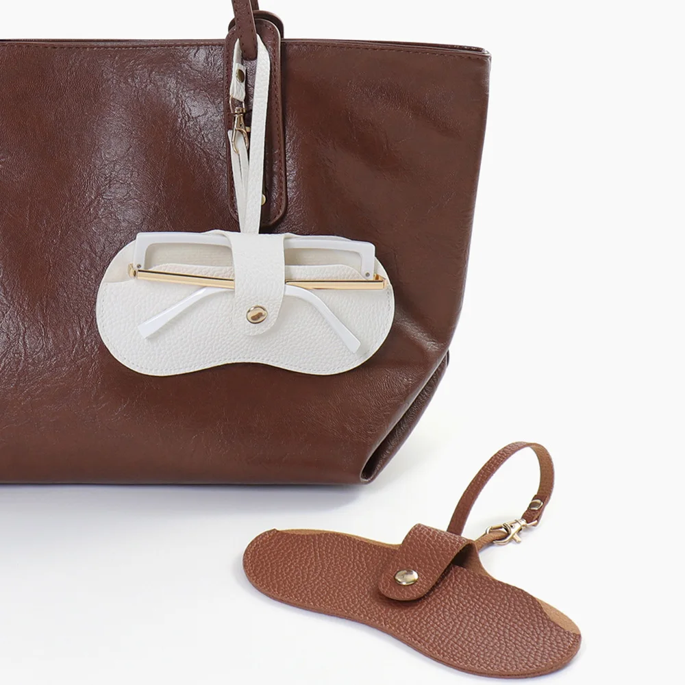 Estojo de óculos magnético-suporte de bolsa de óculos de sol de couro fino-organizador de óculos de viagem portátil com cordão natal
