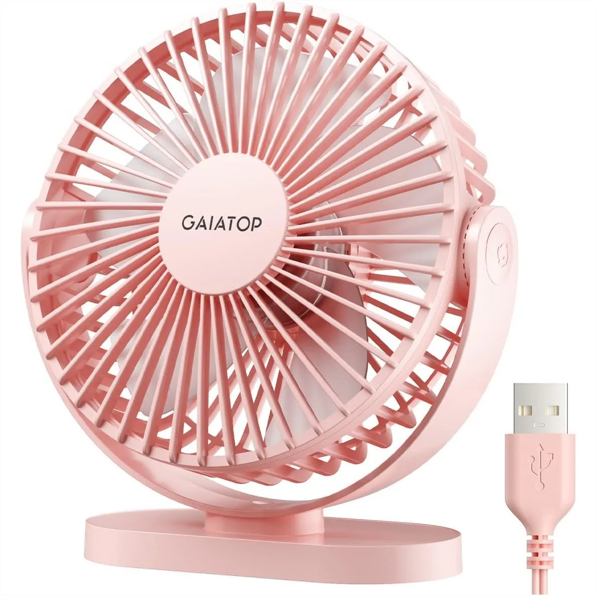 

USB Desk Fan, 5.5 Inch Small Quiet Powerful 3 Speeds 90° Rotate, Personal Mini Portable Table Fan for Home Office Car Travel