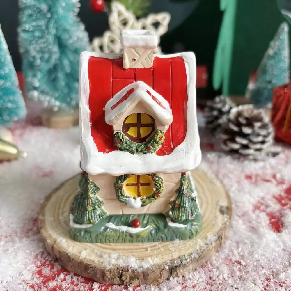 Beautiful Christmas House Incense Burner Resin Ornament Festive Interior Decoration For Home Party Holiday Tabletop