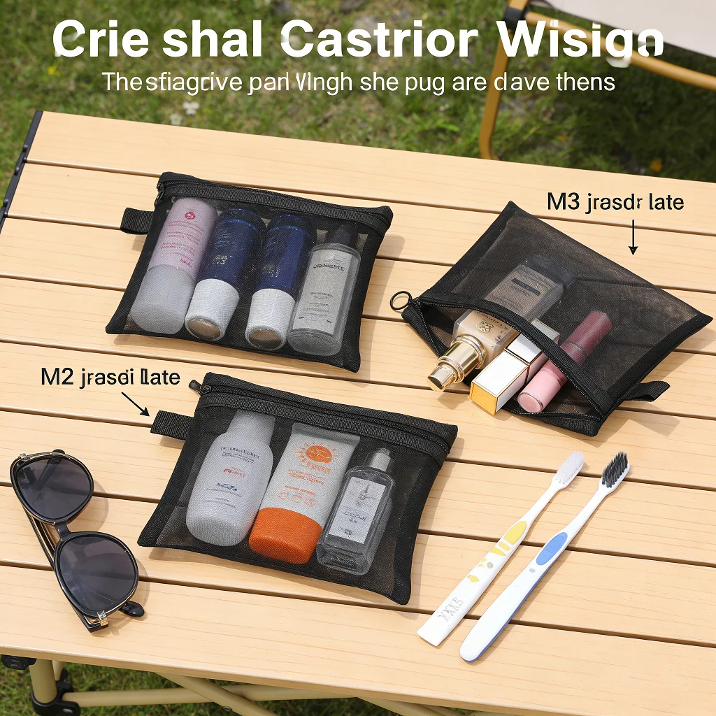 Bolsa de cosméticos de malha, bolsa de armazenamento para viagem, organizador de maquiagem feminina, bolsa portátil pequena e grande para produtos de higiene pessoal e beleza
