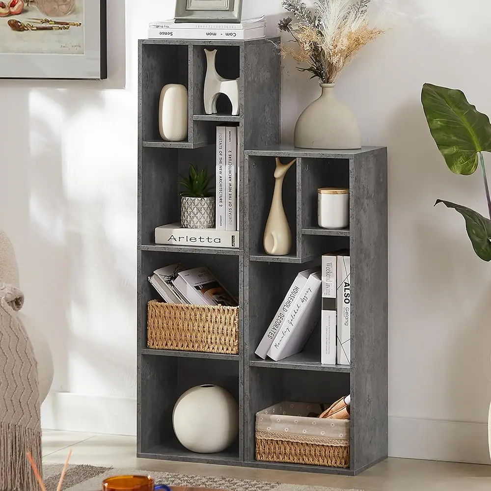 

9-Cube Wood Organizer Bookcase Sets, Fits Tallest S, 4-Tier Customized Storage Display Shelf, Free Standing For Living Room,