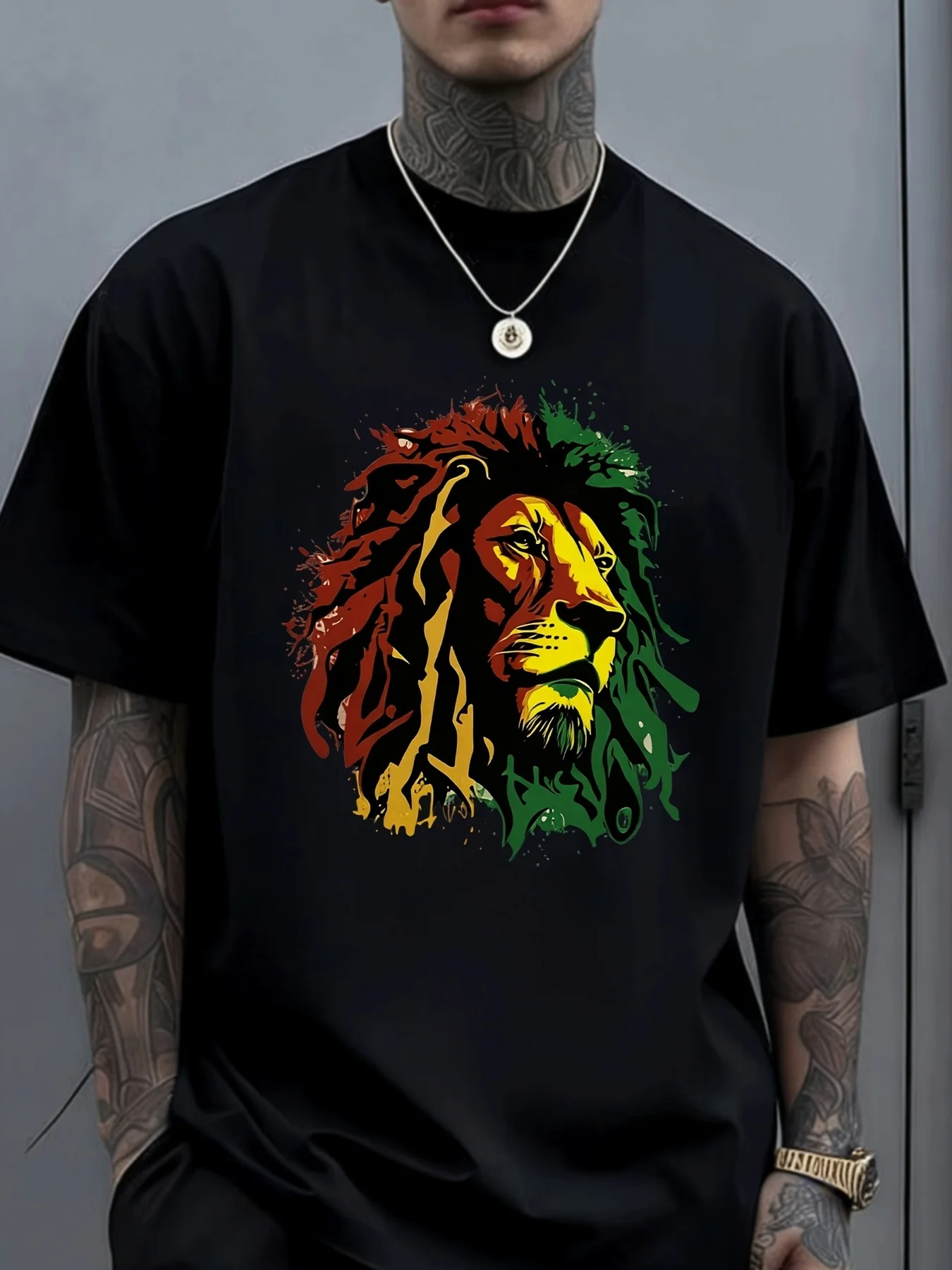 Jamaican Lion Jamaican Rasta Flag Lion Of Judah Reggae Music T-Shirt, Plus Size