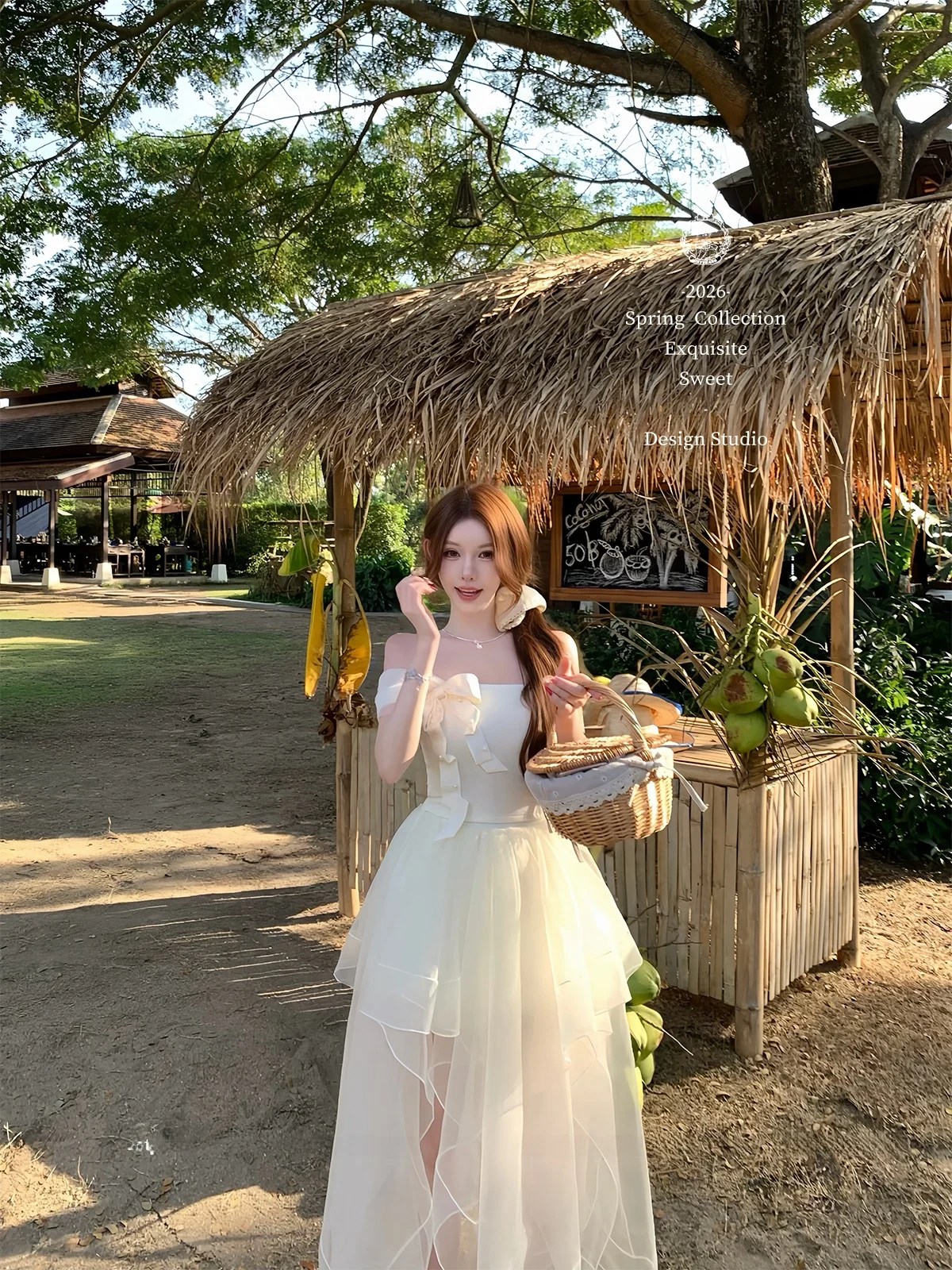 

years Romantic Knot Tube Top Skirt Set Women's Faion Asymmetrical Hem High Elastici Breathable Cotton Spring