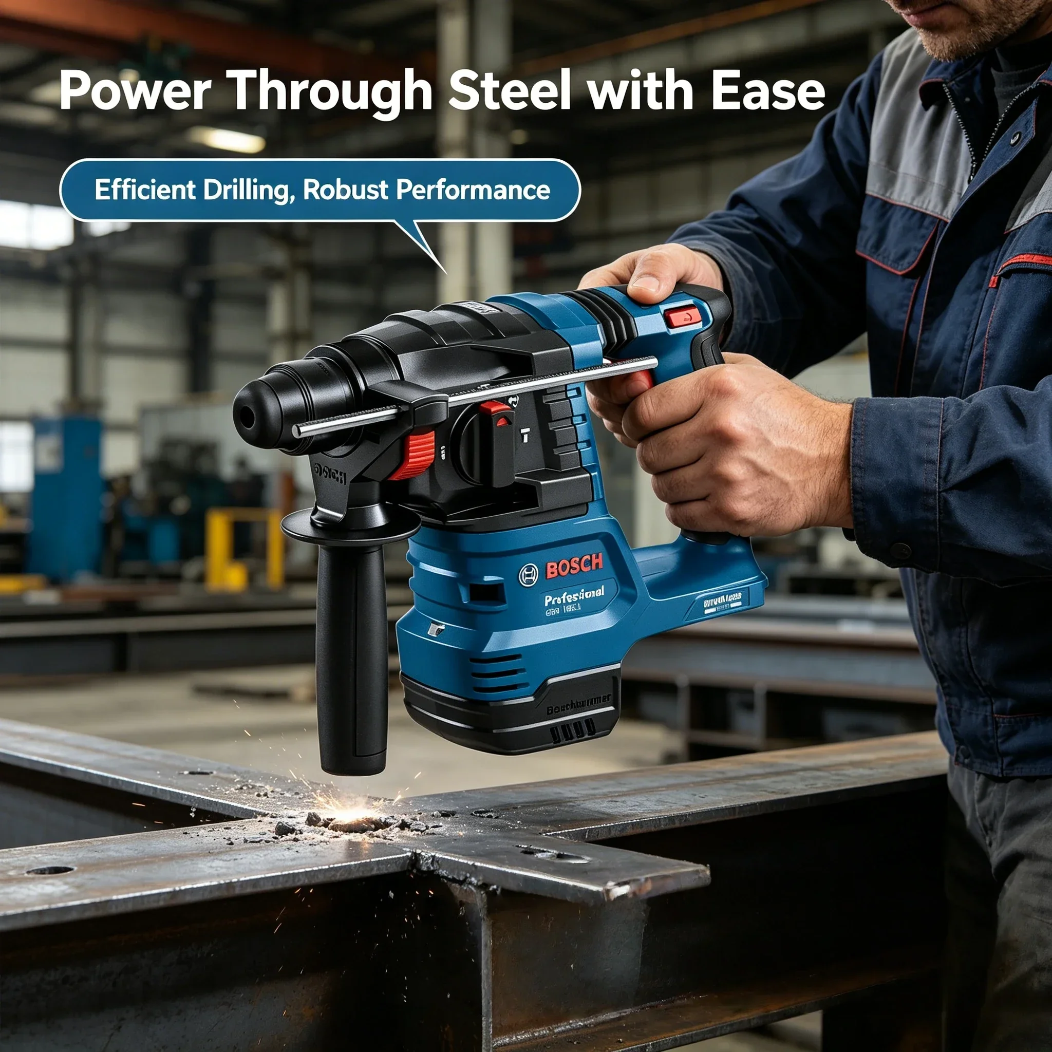 New Bosch GBH185-LI Cordless Impact Hammer, High Torque & Low Vibration, for Concrete Drilling & Demolition Tasks