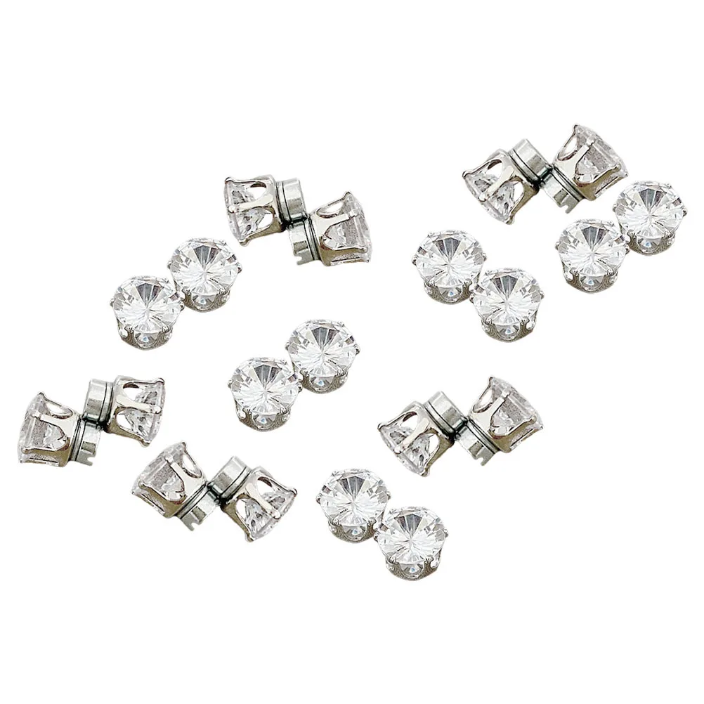 

10Pairs Magnetic Clip on Earrings Fake Ear Studs Non Pierced Tiny Earrings Cubic Zirconia for Women Elegant Daily Style