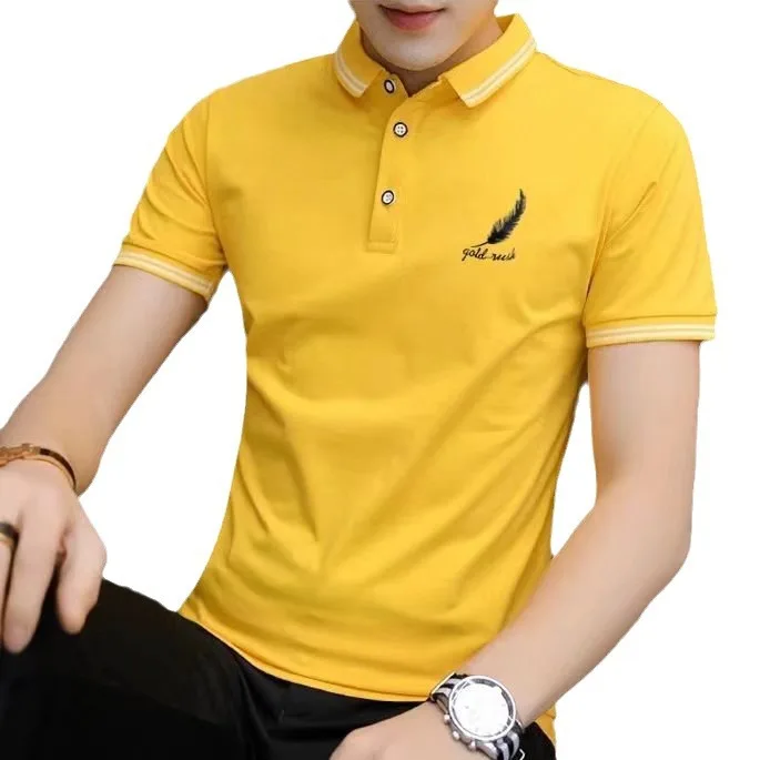 Men's polo-shirts Casual t-shirts Fashionable short sleeves Solid Color printing Shirt Resistant Business Top shirts for men