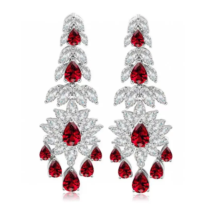 Pirmiana New S925 Silver 6.315ct Lad Grown Ruby Earring High Fine Jewelry for Women Party Gift