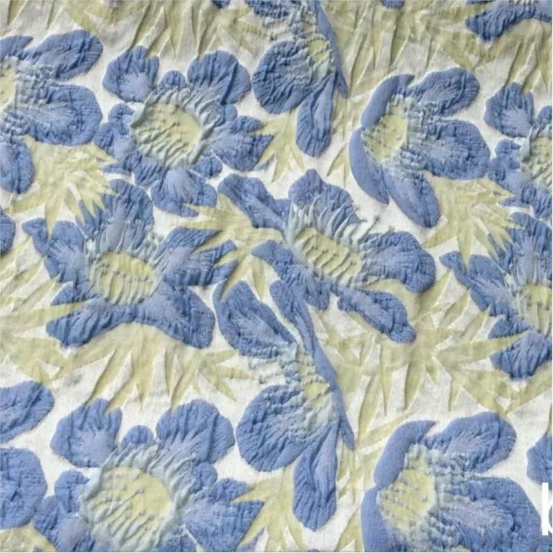 Textured embossed flower jacquard fabric and delicate woven dress women's crepe