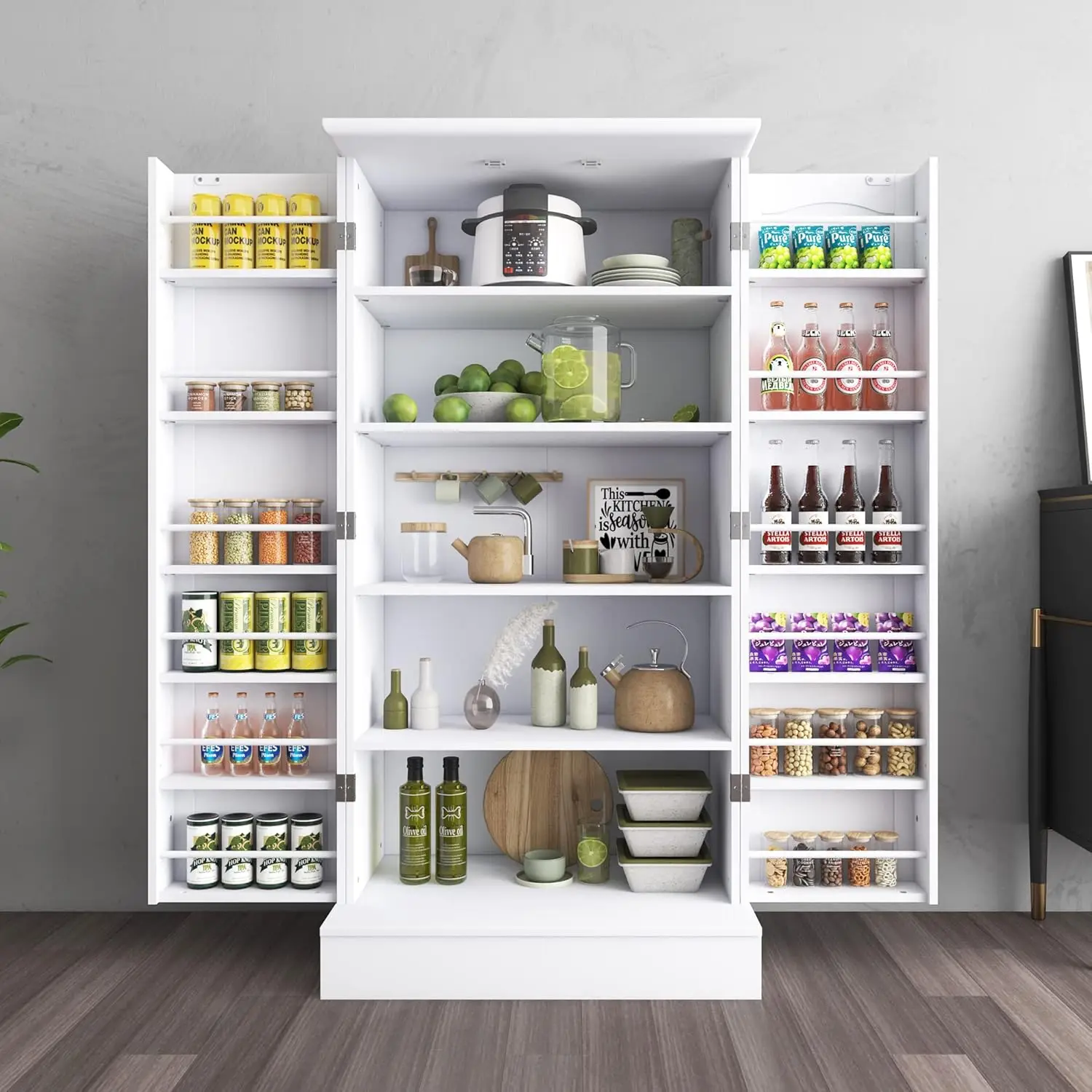 

Kitchen Pantry Cabinet, Pantry Storage Cabinet with Adjustable Shelves and Drawer, Sideboard Buffet Cupboards Storage Shelf