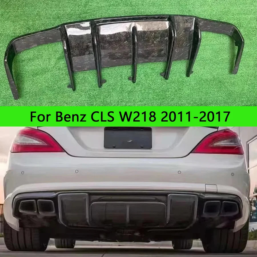 For Mercedes Benz CLS W218 CLS260 350 2011-2017 R Style Carbon Fiber Car Rear Bumper Diffuser Rear Splitters Spoiler Back lip