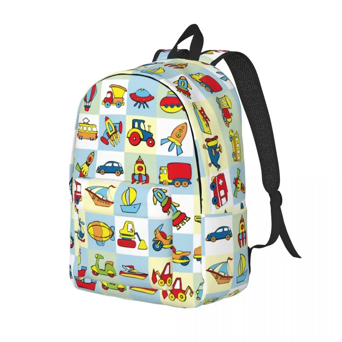 Cartoon Truck Excavator Backpack Elementary High College School Student Anime Plaid Bookbag Teens Canvas Daypack Hiking