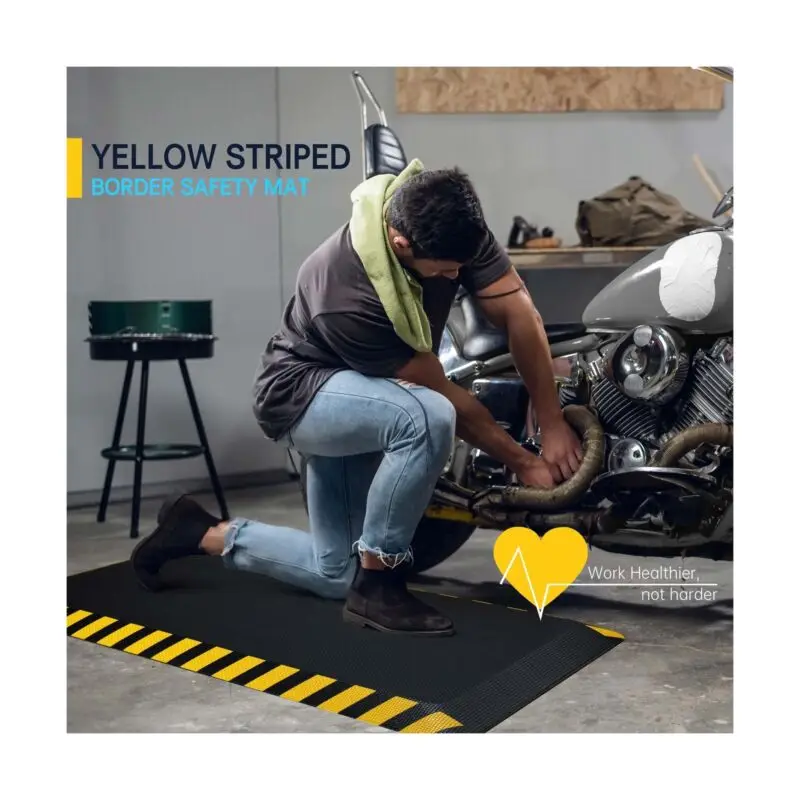 Tappetini Anti-fatica industriali 2 confezioni, tappetini da lavoro ergonomici in piedi per tappetino di sicurezza con bordo giallo nero in piedi 20 "x 59"