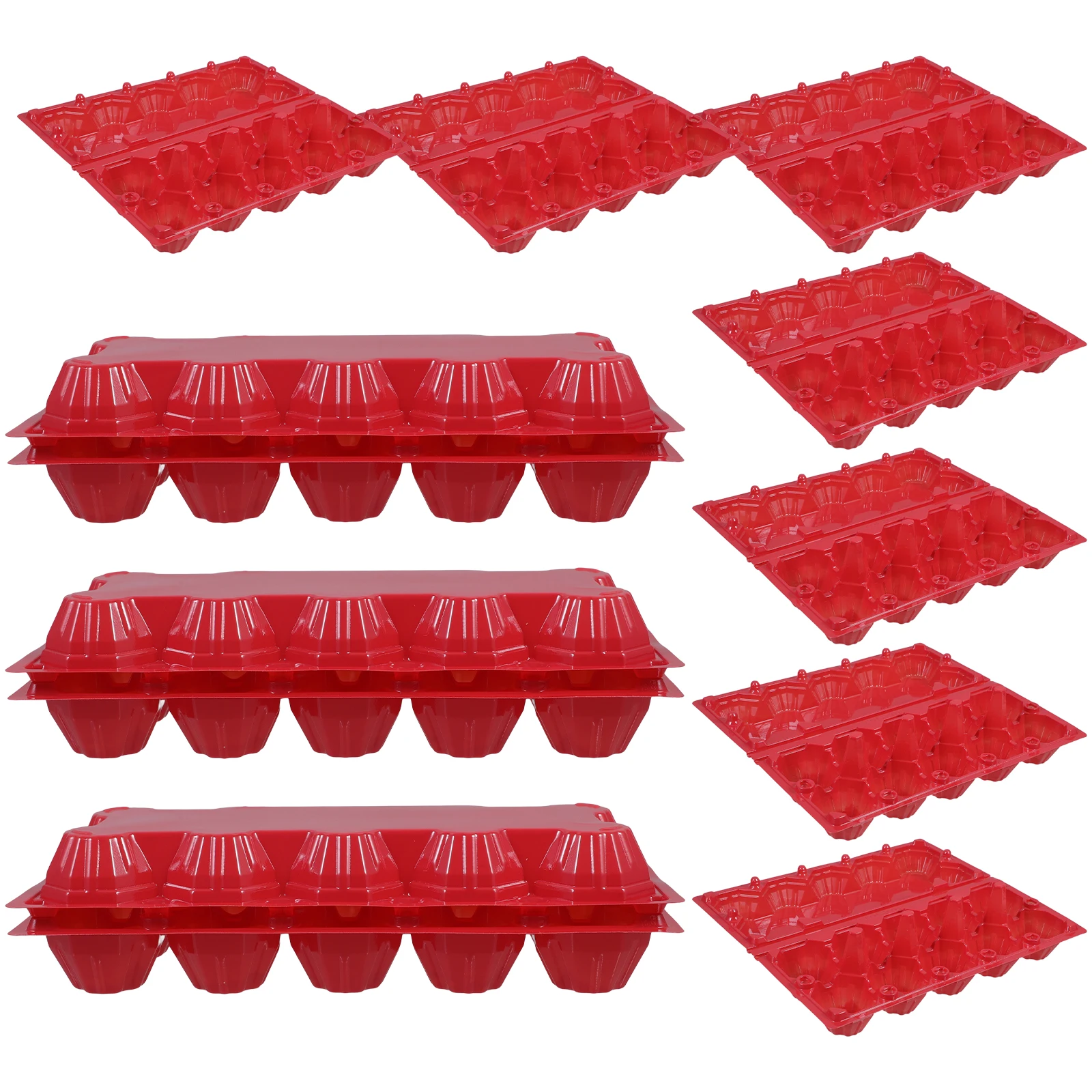 

10pcs Egg Tray Storage Container Red Color Portable Reusable Thick Design For Packing Eggs Holder Carton