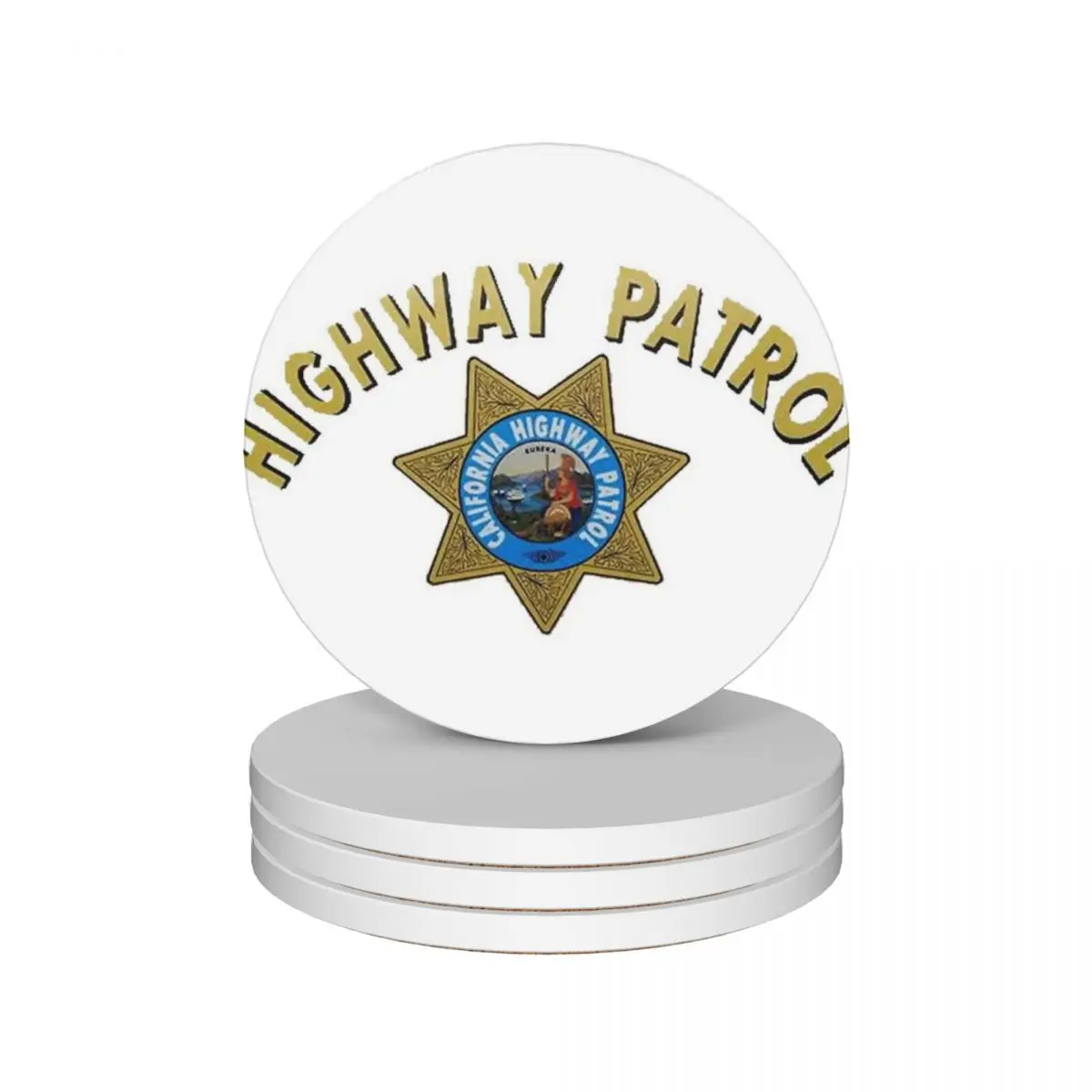 

California Highway Patrol Ceramic Coasters (Set of 4) cute kitchen supplies personalize mat for dishes Coasters